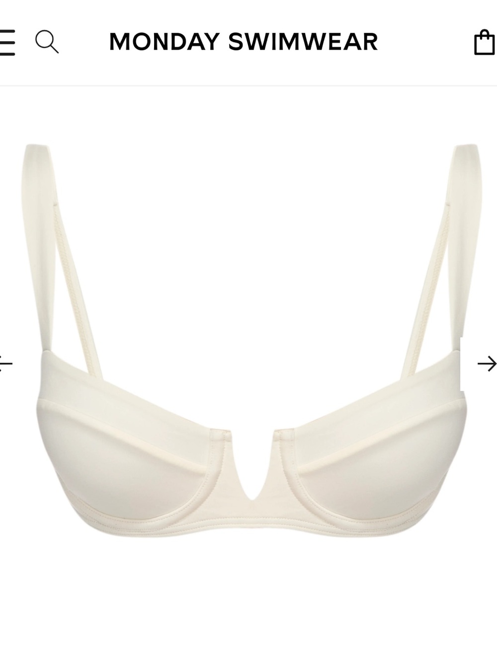 Monday Swimwear Clovelly Bikini Top Ivory Size S